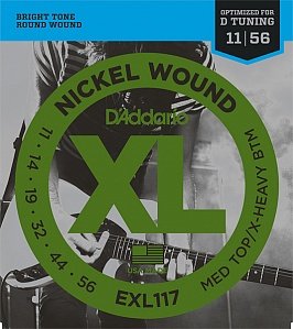 D'Addario EXL117 XL NICKEL WOUND комплект струн для электрогитары, никелированные, Meduim Top/Extra Heavy Bottom 11-56 от музыкального магазина МОРОЗ МЬЮЗИК