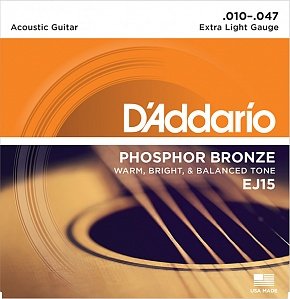 D'Addario EJ15 PHOSPHOR BRONZE струны для акустической гитары фосфорная бронза Extra Light 10-47 от музыкального магазина МОРОЗ МЬЮЗИК