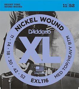 D'Addario EXL116 XL NICKEL WOUND комплект струн для электрогитары Meduim Top/Heavy Bottom 11-52  от музыкального магазина МОРОЗ МЬЮЗИК