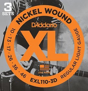 D'Addario EXL110-3D NICKEL WOUND струны для электрогитары, Regular Light, 10-46, 3 комплекта от музыкального магазина МОРОЗ МЬЮЗИК