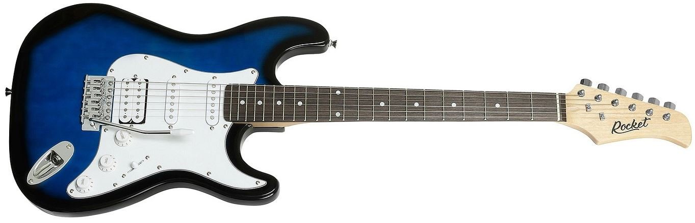 ROCKET ST-02 BB электрогитара тип Stratocaster 22 лада S-S-H, корпус липа, гриф клён/палисандр, 1 громкость, 2 тона, 5-ти поз.переключ., цвет синий от музыкального магазина МОРОЗ МЬЮЗИК