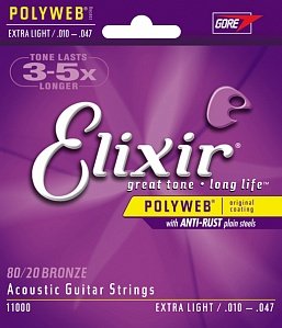 Elixir 11000 POLYWEB струны для акустической гитары бронза Extra Light 10-47 от музыкального магазина МОРОЗ МЬЮЗИК