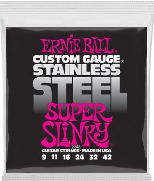 Ernie Ball 2248 струны для электрогитары гитары Stainless Steel Super Slinky (9-11-16-24w-32-42) от музыкального магазина МОРОЗ МЬЮЗИК