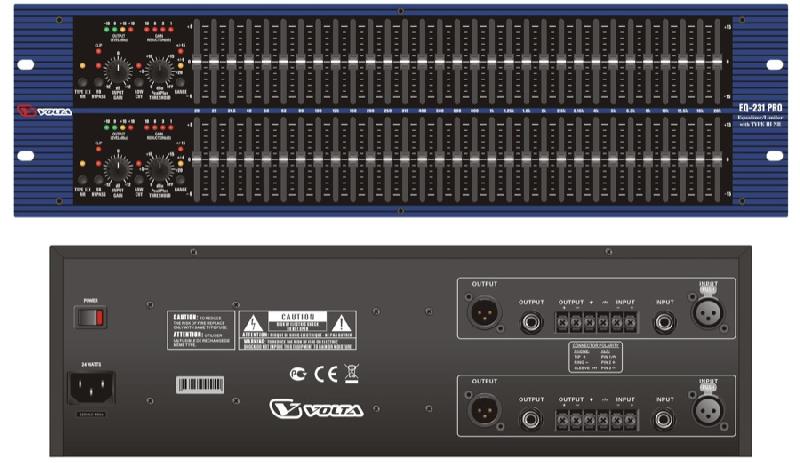 VOLTA EQ-231 PRO Профессиональный эквалайзер графический двухканальный 1/3 октавный (2 х 31 полос) от музыкального магазина МОРОЗ МЬЮЗИК