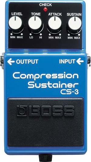 BOSS CS-3 педаль гитарная Compression Sustainer. Регуляторы Level, Tone, Attack и Sustain от музыкального магазина МОРОЗ МЬЮЗИК