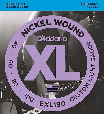 D'Addario EXL190 XL NICKEL WOUND струны для бас-гитары Long Custom Light 40-100 от музыкального магазина МОРОЗ МЬЮЗИК