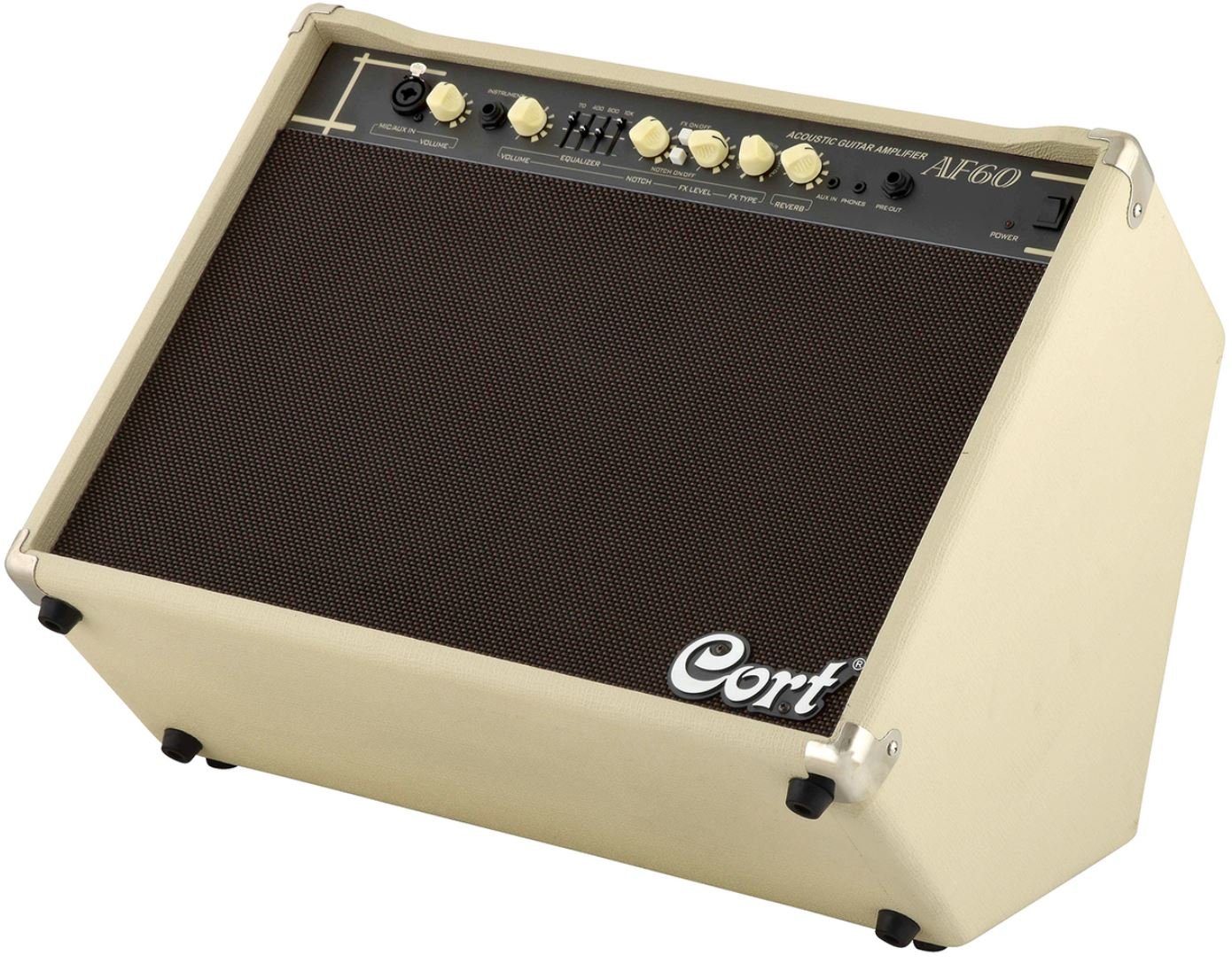 CORT AF60-EU AF Series комбоусилитель для акустической гитары 2хНЧ 8", 1хВЧ, 2х30 Вт, встроенный процессор, EQ 4 полосы, MIC вход, скошенный корпус от музыкального магазина МОРОЗ МЬЮЗИК