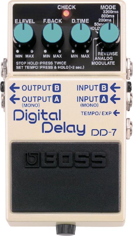 BOSS DD-7 педаль гитарная Digital Delay. Регуляторы: E.LEVEL, F.BACK, D.TIME, MODE. от музыкального магазина МОРОЗ МЬЮЗИК