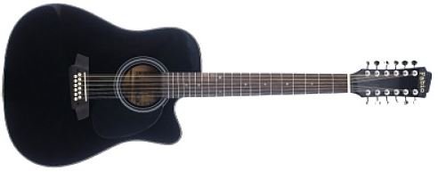 Fabio FB12 4010 BK двенадцатиструнная акустическая гитара Дредноут (вестерн) с вырезом, цвет чёрный от музыкального магазина МОРОЗ МЬЮЗИК