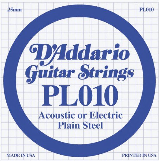 D'Addario PL010 PLAIN STEEL отдельная стальная струна без обмотки 10 от музыкального магазина МОРОЗ МЬЮЗИК