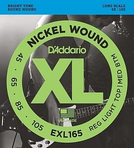 D'Addario EXL165 XL NICKEL WOUND Струны для бас-гитары Long Regular Ligth Top Medium Bottom 45-105 от музыкального магазина МОРОЗ МЬЮЗИК