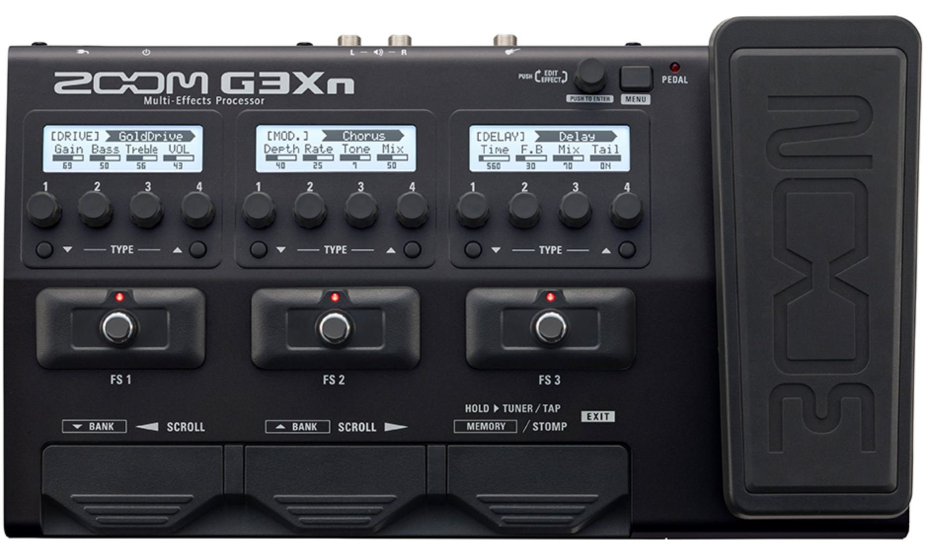 Zoom G3Xn педаль эффектов с встроенным эмулятором кабинета и педалью с назначением эфф/БП в комплект от музыкального магазина МОРОЗ МЬЮЗИК