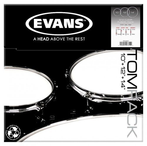 Evans ETP-G14CLR-F G14 Clear Fusion Набор пластика для том барабана 10"/12"/14" от музыкального магазина МОРОЗ МЬЮЗИК
