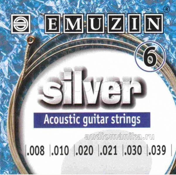 Эмузин 6А201 Silver Комплект струн для акустической гитары, посеребренные, 8-39 Emuzin 6A201 от музыкального магазина МОРОЗ МЬЮЗИК