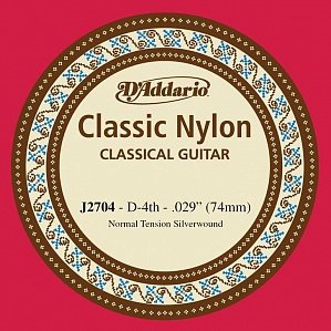 D'Addario J2704 Classical Отдельная 4-ая струна для классической гитары, нейлон, нормальное натяжени от музыкального магазина МОРОЗ МЬЮЗИК