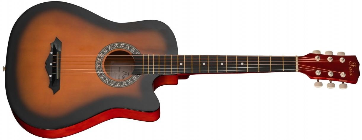 Foix FFG-2038C-SB акустическая гитара с вырезом 38", корпус липа, гриф с АНКЕРОМ, цвет санбёрст глянец от музыкального магазина МОРОЗ МЬЮЗИК