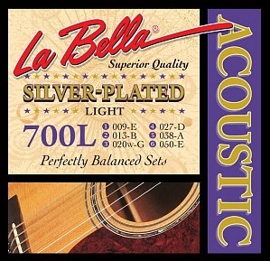 La Bella 700L Light 09-50 Комплект посеребренных струн для акустической гитары 1 и 2 струны от музыкального магазина МОРОЗ МЬЮЗИК