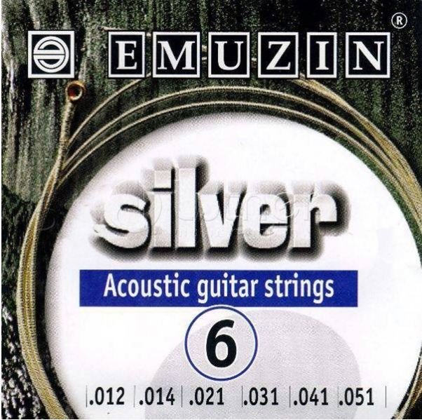 Эмузин 6А204 Silver Комплект струн для акустической гитары, посеребренные, 12-51 Emuzin 6A204 от музыкального магазина МОРОЗ МЬЮЗИК