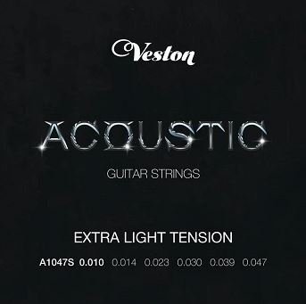 VESTON A1047 S комплект струн для акустической гитары, 10-47, нержавеющая сталь, посеребренная медь от музыкального магазина МОРОЗ МЬЮЗИК