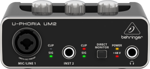 Behringer UM2 USB аудиоинтерфейс, 2 входа, 2 выхода, микрофонный предусилитель XENYX от музыкального магазина МОРОЗ МЬЮЗИК
