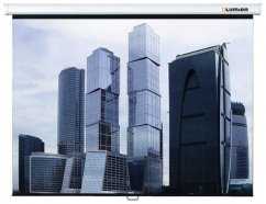 Lumien Eco Picture LEP-100105 160х160 см Настенный подпружиненный экран с ручным управлением, диагональ 89" от музыкального магазина МОРОЗ МЬЮЗИК