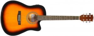 Fabio FAW-701VS CEQ (SB) электроакустическая гитара с вырезом Дредноут, 41", верхняя дека ель, нижняя агатис, цвет санбёрст глянец от музыкального магазина МОРОЗ МЬЮЗИК
