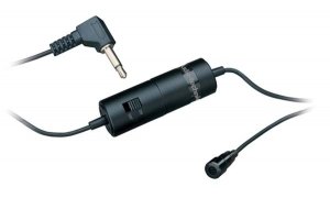Audio-Technica ATR3350 петличный миниатюрн. конденс. всенаправленный микрофон с блоком для батарейки от музыкального магазина МОРОЗ МЬЮЗИК