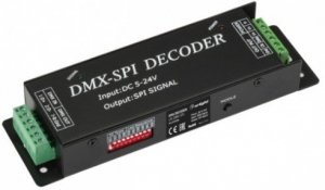 Arlight LN-DMX-SPI (5-24V, 170 pix) DMX-декодер Конвертер сигнала DMX512 в SPI. Адрес устанавливается дип-переключателями. Питание 5-24 V. Размеры L17 от музыкального магазина МОРОЗ МЬЮЗИК