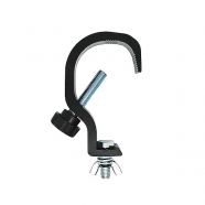 АЛЮМИНИЕВЫЕ И СТАЛЬНЫЕ КОНСТРУКЦИИ IMLIGH H25-HOOK-35\61-BLACK Алюминиевая струбцина крюк шириной 25мм с винтовым фиксатором для трубы d358–61 мм. Допустимая нагрузка 70кг. Цвет - Черны