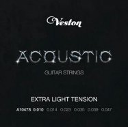 VESTON A1047 S комплект струн для акустической гитары, 10-47, нержавеющая сталь, посеребренная медь от музыкального магазина МОРОЗ МЬЮЗИК