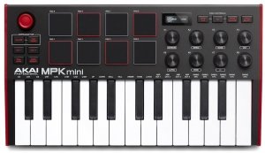 AKAI PRO MPK MINI MK3 миди клавиатура с уменьшенными клавишами, 25 клавиш, 8 MPC пэдов, 8 ручек, джойстик для контроля высоты тона и модуляции от музыкального магазина МОРОЗ МЬЮЗИК