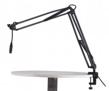 K&M 23850-321-55 микрофонная стойка со струбциной и микрофонным держателем (пантограф), длина 460-960 от музыкального магазина МОРОЗ МЬЮЗИК