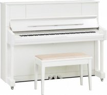 YAMAHA U1J PWHC//LZ.WITH BENCH Пианино U1J - 121см., цвет PWHС - белый хром, полированное, с банкеткой от музыкального магазина МОРОЗ МЬЮЗИК