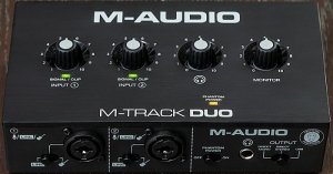 M-Audio M-Track Duо USB аудиоинтерфейс, 2х 1/4” линейный выход, 2х XLR-1/4" комбинированный микрофонный/линейный/инструментальный вход, +48в, 1х 1/4”  от музыкального магазина МОРОЗ МЬЮЗИК
