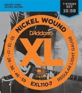 D'Addario EXL110-7 XL NICKEL WOUND Струны для 7-струнной электро-гитары Regular Light 7-string 10-59 от музыкального магазина МОРОЗ МЬЮЗИК