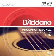D'Addario EJ17 PHOSPHOR BRONZE струны для акустической гитары фосфорная бронза Medium 13-56 от музыкального магазина МОРОЗ МЬЮЗИК
