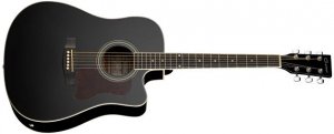 Caraya F641EQ-BK Электро-акустическая гитара, с вырезом, черная от музыкального магазина МОРОЗ МЬЮЗИК
