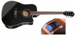 CARAVAN MUSIC HS-4111 BK EQ 41” гитара электроакустическая со встроенным эквалайзером + тюнер, цвет чёрный от музыкального магазина МОРОЗ МЬЮЗИК
