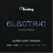 VESTON E 0942 комплект струн для электрогитары, 09-42, натяжение Super Light, нержавеющая сталь, сплав никеля от музыкального магазина МОРОЗ МЬЮЗИК